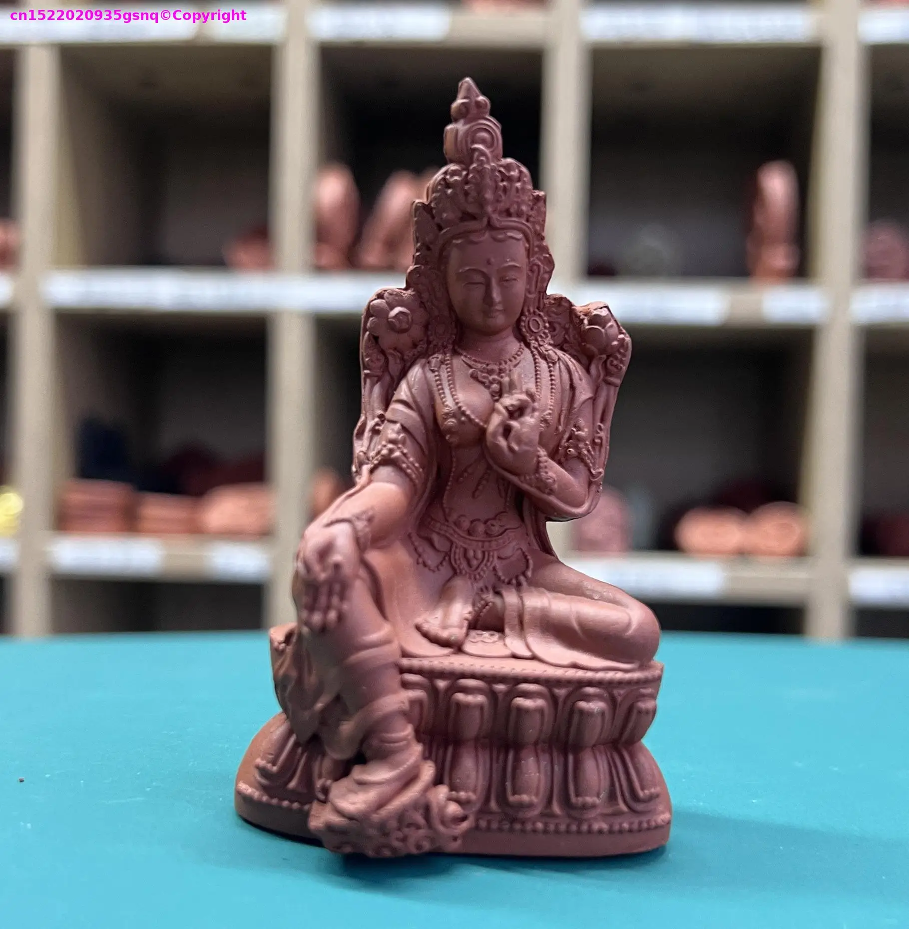 Buddhist holy Green Tara handmade clay buddha statue sat-chaya tsha-tsha Wholesale Buddhist supplies temple altar worship 8cm