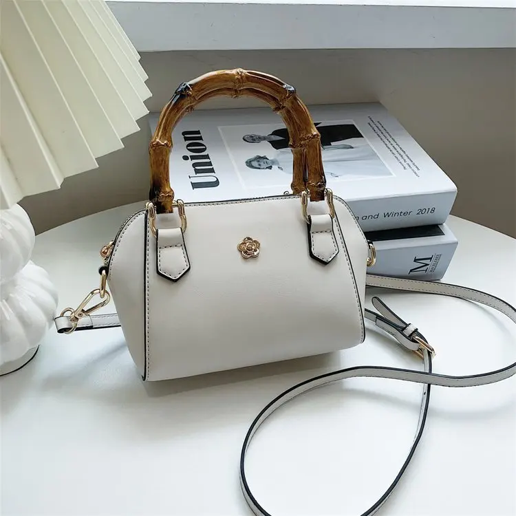 

‌European Retro Spring Shoulder Bag 2025 High-End Bamboo Trim Crossbody Purse Women Waterproof Vegan Leather Office Commute Tote