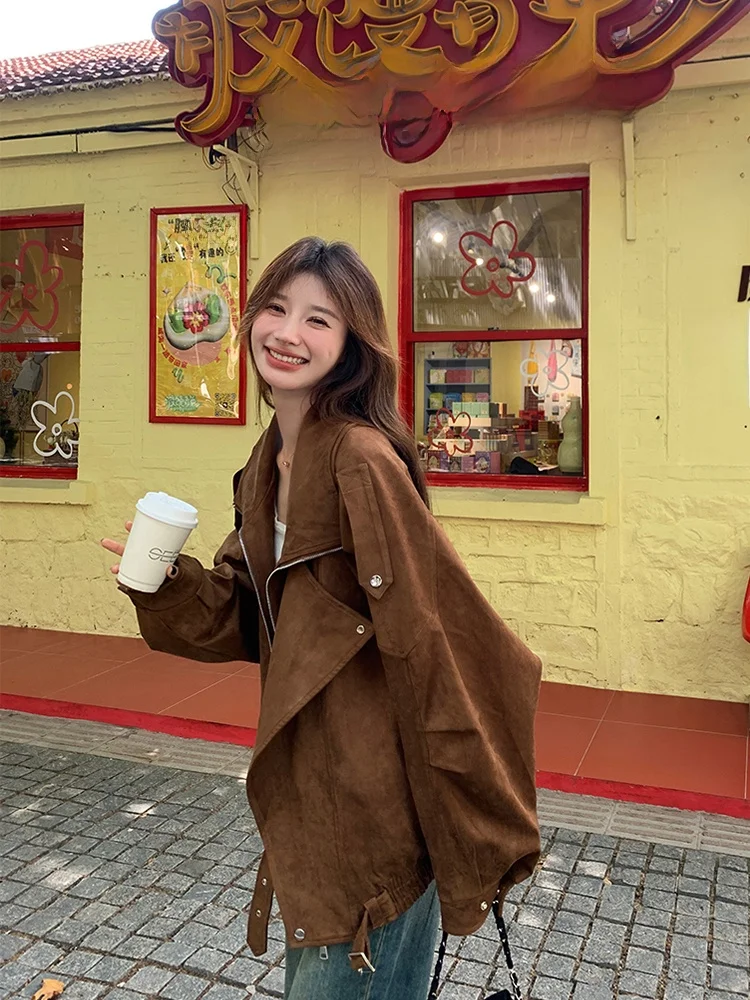 

Женская куртка Cé Brown с большим воротником, свободного кроя, для стройности, осенняя новинка 2025, в стиле ретро, модель «Блумер»