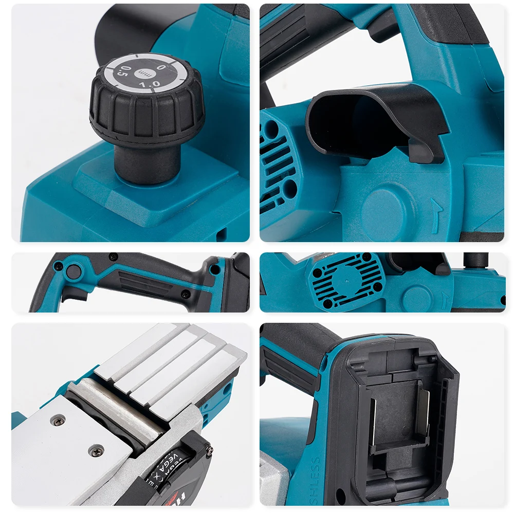 Brushless plaina elétrica para Makita bateria, sem fio mão plaina, aparador de madeira, fresamento, gravura ferramenta, 15000RPM