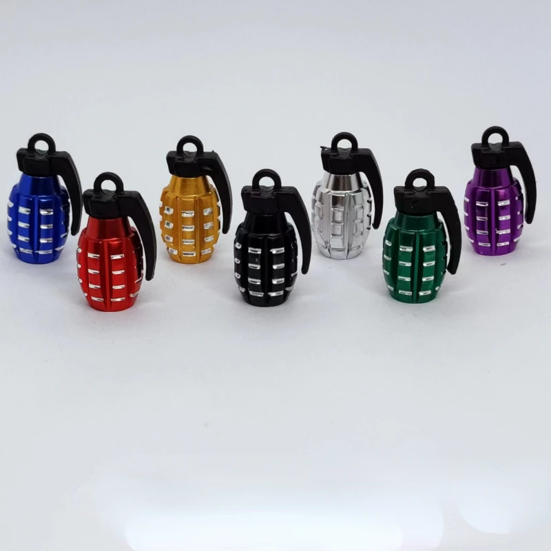 Car Tire Valve Cap Grenade Alloy Tyre Valve Stem Cover Air Dust Cap Tire Valve Truck Bike Wheel Rim Valve Stem Cap Aluminum