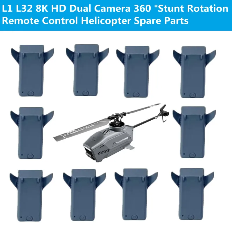 L1 L32 8K HD Dual Camera Low Battery Alarm 360 °Stunt Rotation Remote Control Helicopter Drone Spare Parts 3.7V 1600Mah Battery