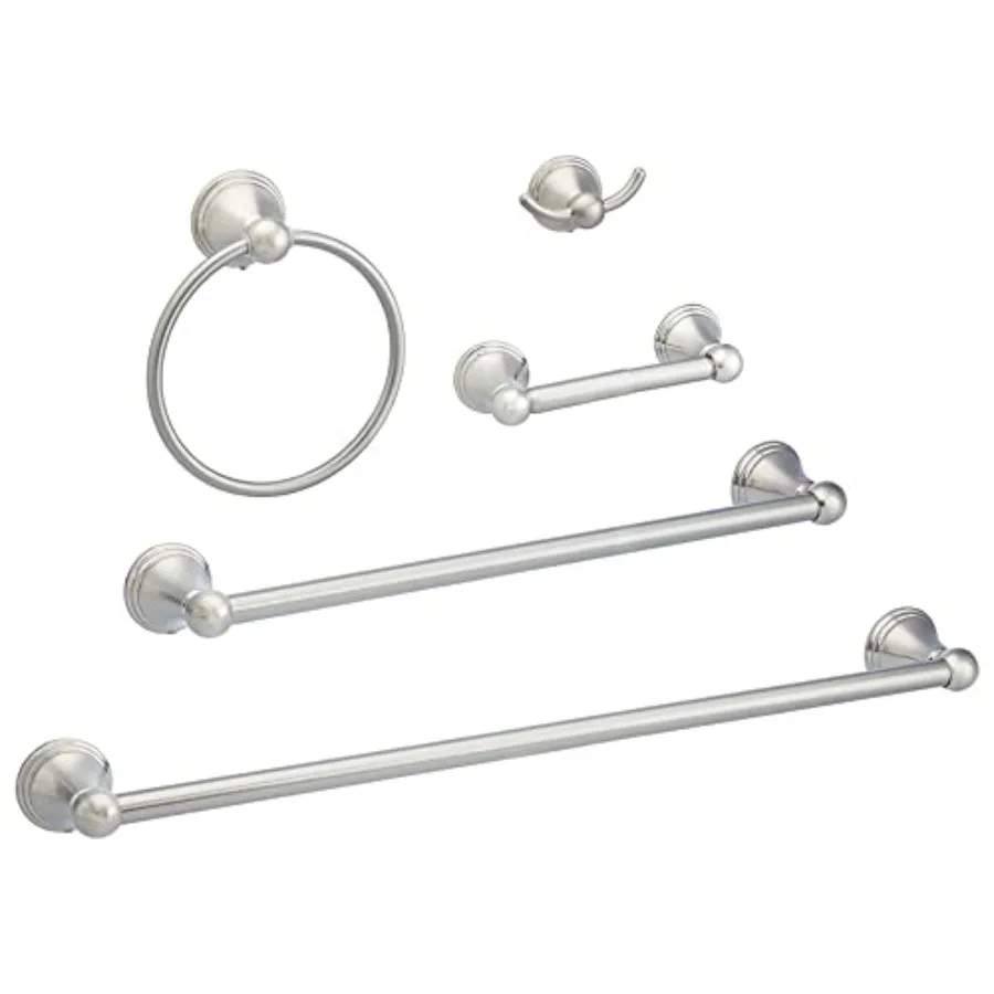 

5 Pcs Bathroom Hardware Set,,Towel Bar, Toilet Paper Holder, Towel Ring, Robe Hook, AB-BR817-SN