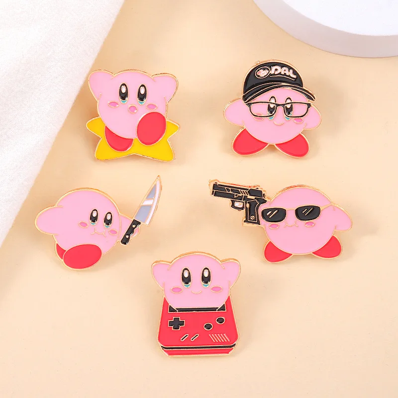 

Anime Games Kirby Brooch Jewelry Accessories New Year Gift Metal Enamel Pins Badge on Backpack Jeans Clothes Lapel Pins Fashion