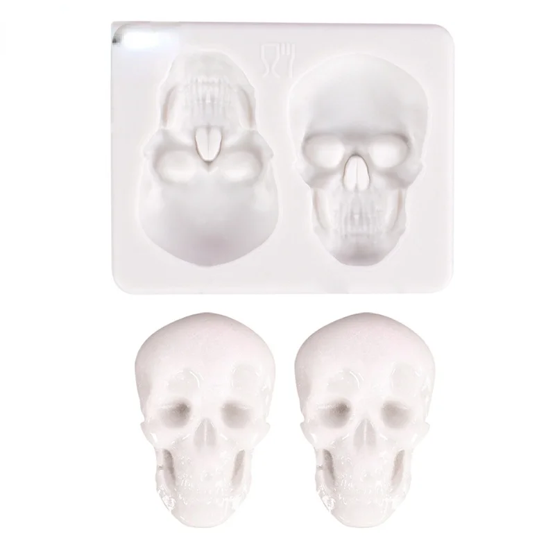 3D Skeleton Head Skull Silicone DIY Chocolate Candy Molds Party Cake Decoration Mold Pastry Baking Decoration Tools