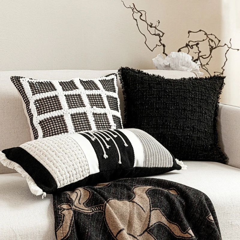 30X65/50X50CM Black White Throw Pillow Cover Light Luxury Modern Stamping Waist Cushion Cover Decor Home Decorative Pillowcase
