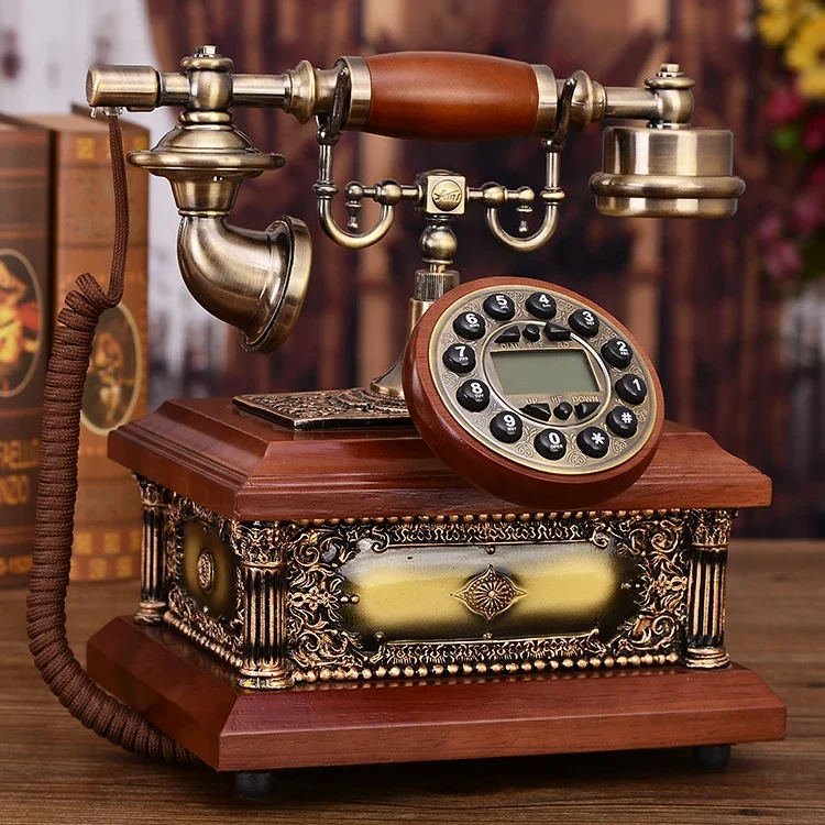 Mu Yuzhen European solid wood telephone, landline, retro home phone, fashionable and creative gift phone