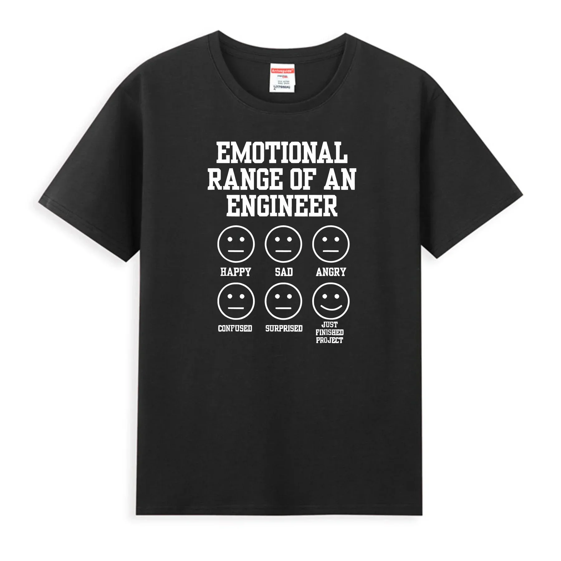 2024 Man T shirt Summer Emotional Range Of An Engineer Funny Engineering Faces T-Shirt S-3XL Cool Tee