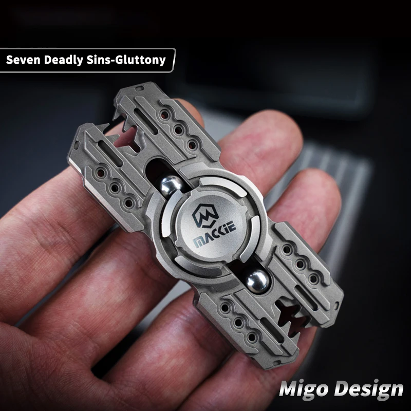 

MACKIE Gluttony Seven Deadly Sins Series 2-2 Page Fidget Spinner Titanium Alloy Limited Antiestresjuguete Gyroscope Fidget Pad