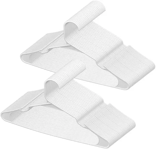 

VEVOR Hangers, 0.2 in Ultra-Thin, 50 Pack White Plastic Hangers with Stable Triangular Top Structure & Wider Notch Design