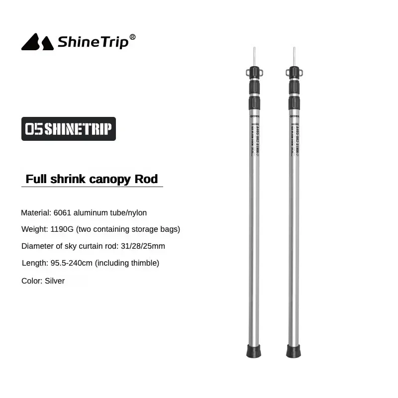 2m/3m Adjustable Awning Pole Ultralight Aluminum Alloy Outdoor Canopy Rod Shelter Tarp Support Poles Camping Accessories