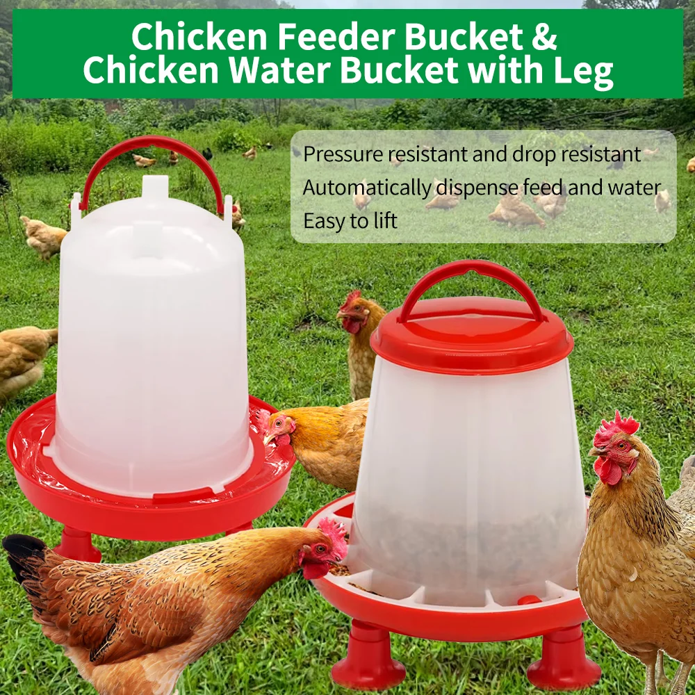 1 Stück 1,5kg/3L Automatischer Hühnerfuttereimer Tränkebehälter mit Beinen Kunststoff-Wassereimer für Entenfarm Hühnerstall Wasserversorgung – Detail 2