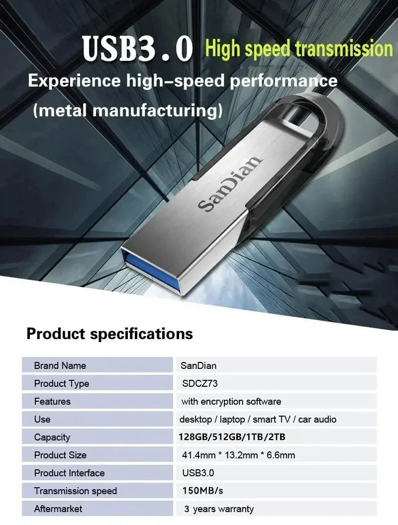 SANDIAN USB Flash Drive High Speed OTG Pen Drive 2TB 1TB USB Stick 16gb Rotatable PenDrive For Android Micro/PC Business Gift