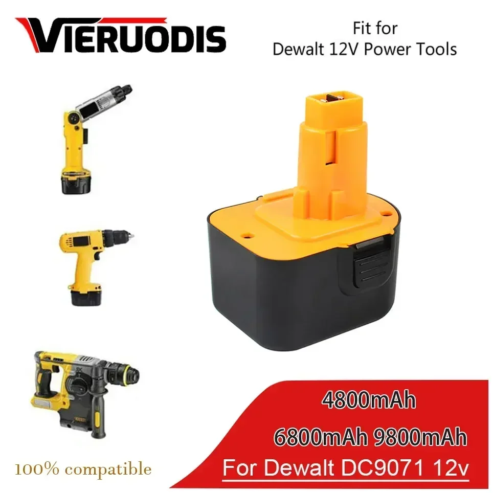 

12V For Dewalt NI-MH Power Tool Battery 6800mAh DW9072 DW9071 DC9071 DE9037 DE9071 DE9072 DE9074 DE9075 152250-27