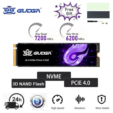 GUDGA 512GB 1TB 2TB 4TB M.2 NVMe PCIe4.0 7200 메가바이트/초 2280 SSD 데스크탑 노트북 하드 디스크 드라이브 PS5용 내부 솔리드 스테이트 드라이브