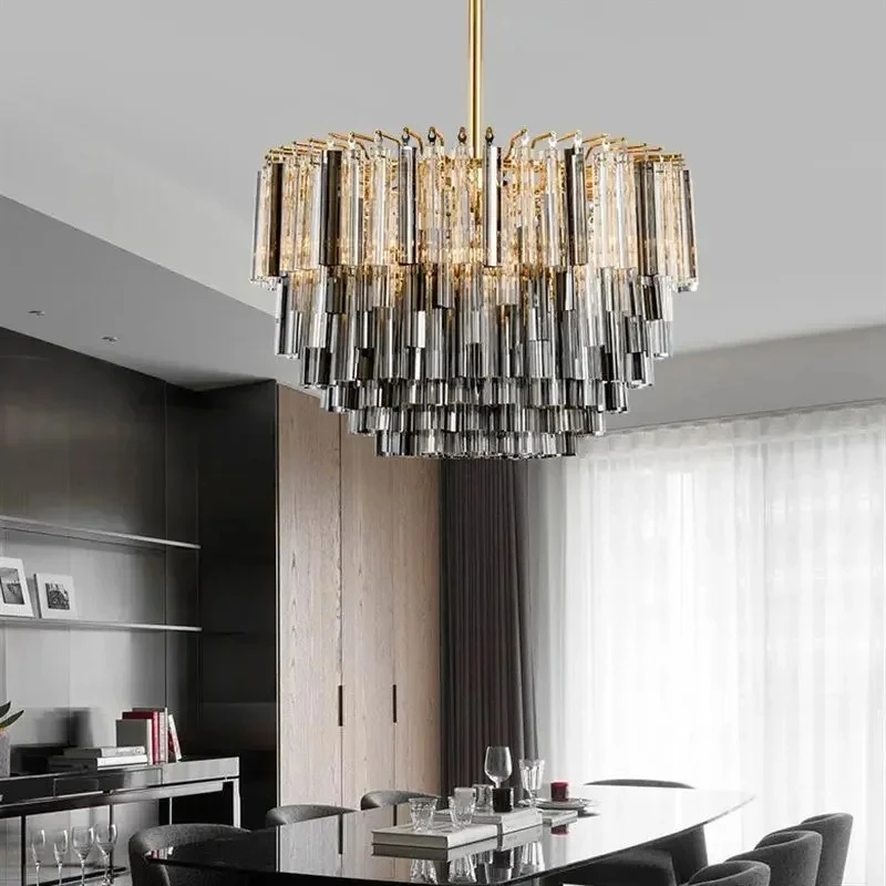 Creative modern crystal chandelier for duplex building, Nordic minimalist design, light luxury for club living room atmosphere.