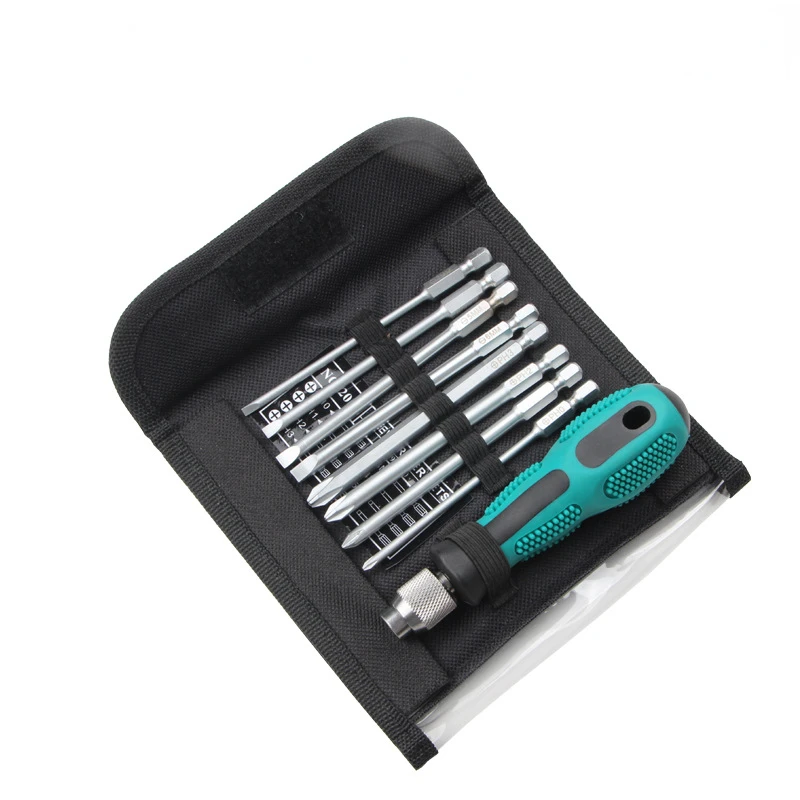 

8-in-1 Screwdriver Set Repair Tool Eight-Batch Replaceable Head Screwdriver Portable Suit Pocket Bag Destornillador