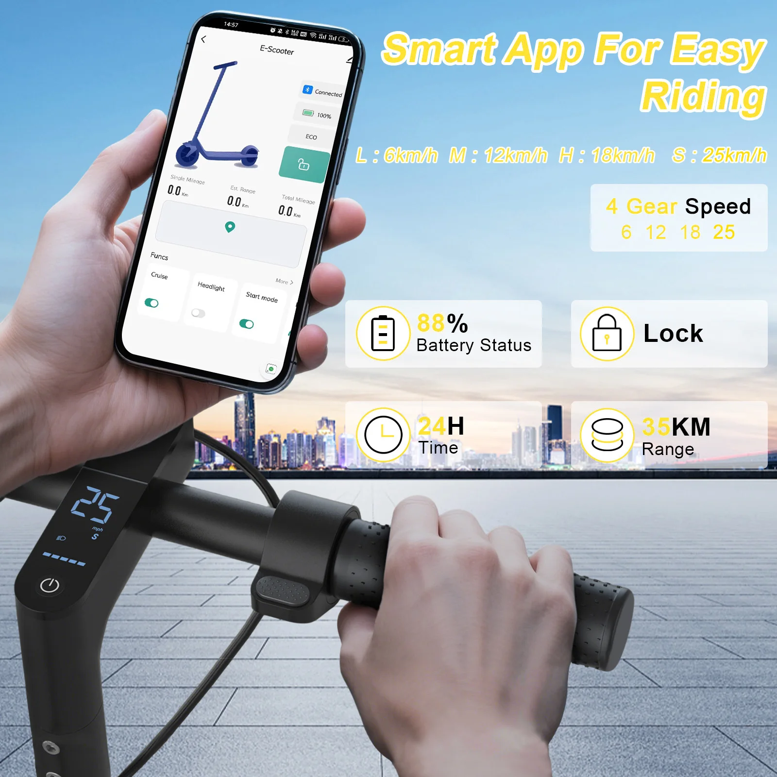 AOVOPRO LB10 Elektroroller 10 Zoll Leistungsstarker Motor 42V 10,5Ah 35KM Reichweite mit Stoßdämpfung Doppelbremsen Smart APP E-Scooter – Detail 12