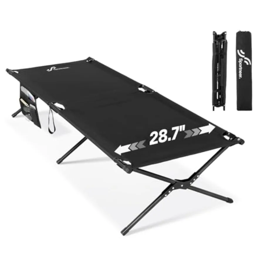 

Кемпинговая кровать-раскладушка: 78.3"x28.7"x14.6" Комфортная раскладушка для кемпинга, путешествий, гостевая кровать, раскладушки для сна для взрослых с боковыми карманами и...