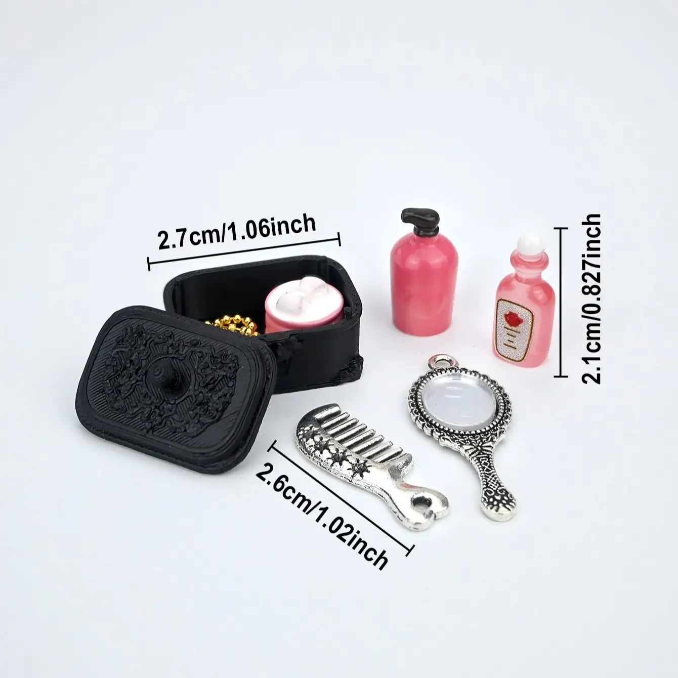 Miniature Makeup Box Set for Dollhouses, Doll House Accessory, 1/6 and 1/12 Scale, Photography Props, Micro Landscape Decor, Small Gift, Home Statue Ornament