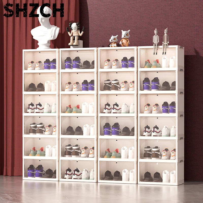 Sneaker Shoe Rack Organizers Storage Foldable Plastic Shoe Storage Boxes for Sneakers Thickened Multi Layer Shoes Rack