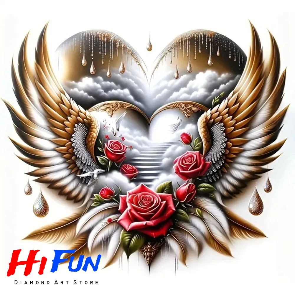 

New Arrival 2026 Heavenly Angel Wings Wall Art Diamond Painting Christian Faith Home Decor Diamond Mosaic Complete Kit Craft