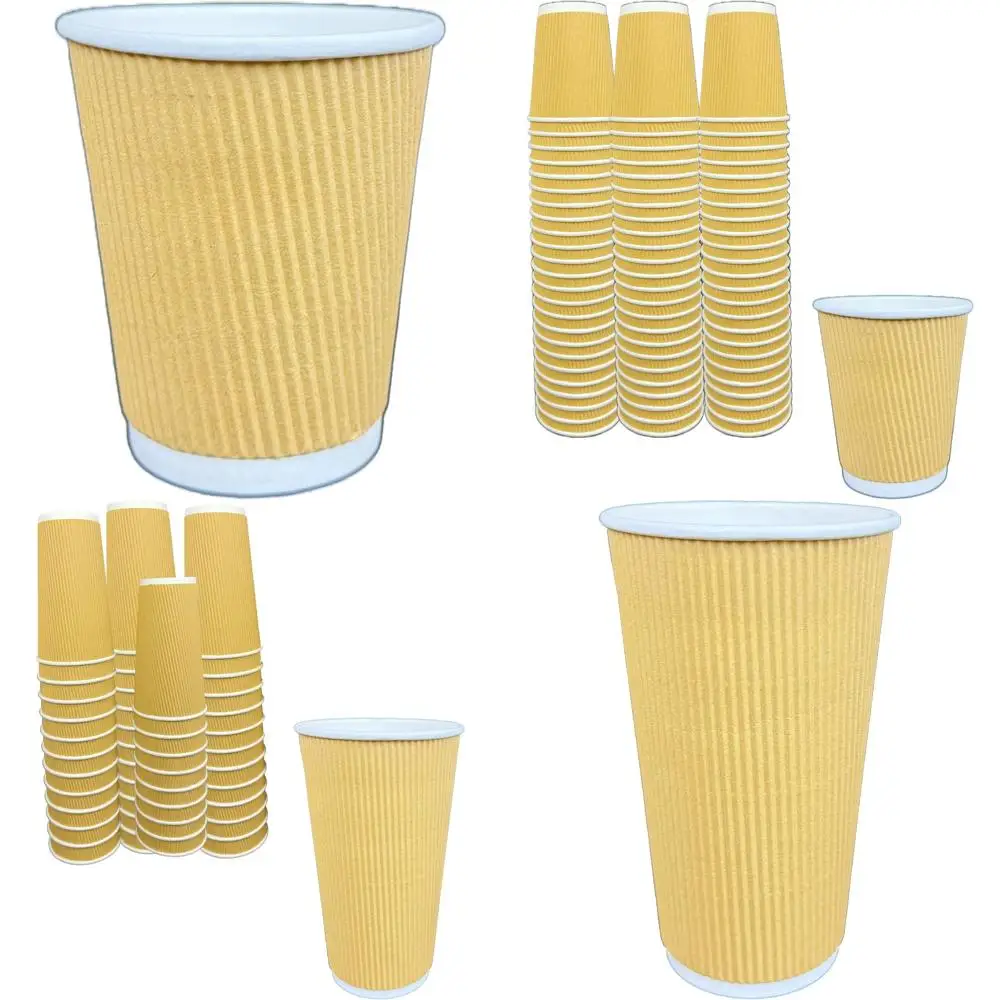

500 pack eco-friendly ripple insulated paper cups - ideal for hot & cold beverages, office or home use
