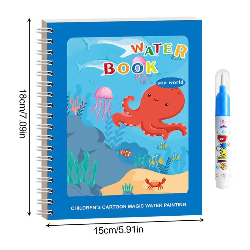 كتاب تلوين مائي قابل لإعادة الاستخدام للسفر كتاب ألوان مائية مع قلم مستلزمات فنية تعليمية للحرف اليدوية في الفصل الدراسي والتعلم في مرحلة ما قبل المدرسة