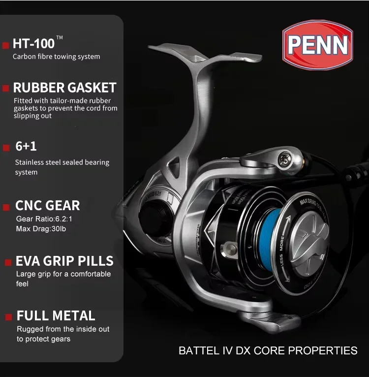 Neu eingetroffen PENN Original Saltwater Reel Metallrolle de Pesca Battle BTL IV Spinning Angelrolle