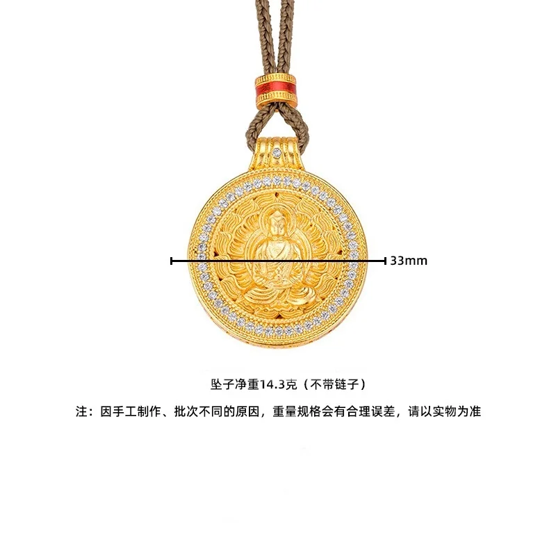 QEENKISS 24KT Gold Vintage Lotus The Buddha Necklace Pendants For Women Wedding Party Birthday Christmas Mother Lady Gift PT5221