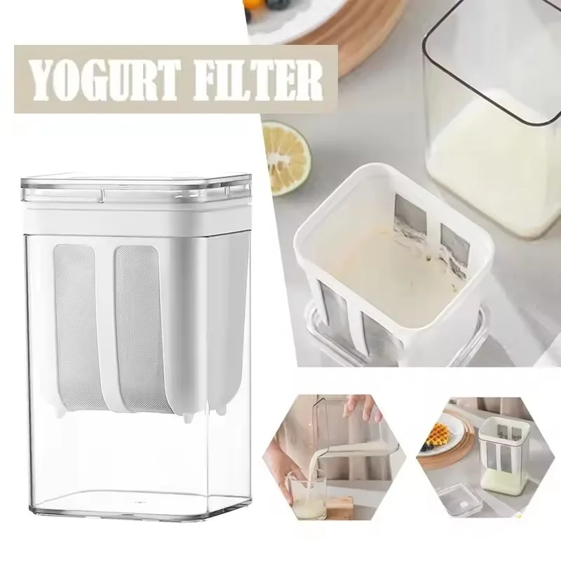 

1100ml Transparent Household Yogurt Filter with Stainless Steel Fine Mesh Whey Separator for Greek Yogurt, Cheese Soybean Milk