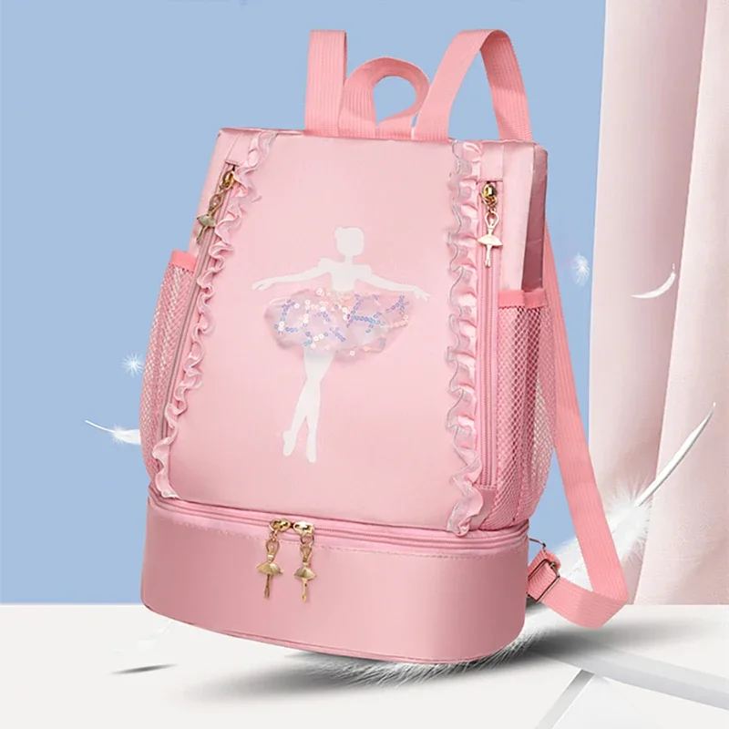 Girls Ballerina Bag Kids Lace Dancing Ballet Dress Shoes Cartoon Princess Bags Baby Toddler Gift School Backpack