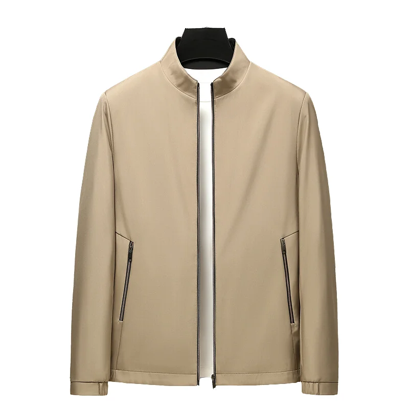 

Мужская деловая повседневная куртка, однотонная повседневная верхняя одежда с воротником-стойкой на весну и лето, удобный универсальный мужской топ