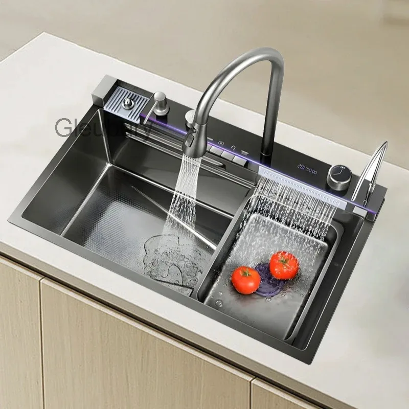 Stainless Steel Kitchen Sinks Multi-functional Embossing Kitchen Sinks Digital Display Home Improvement Lavelli Da Cucina ZY40SC
