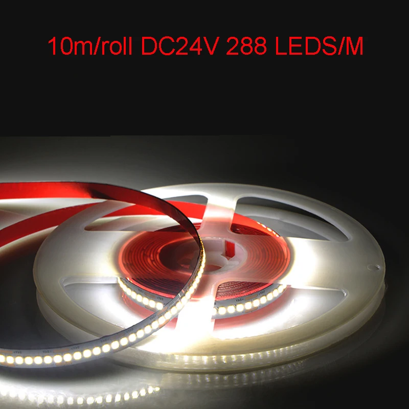 10m Bright 24V 2025 LED Strip 288 led/m 8mm 15w/m Flexible Soft Linear Tape Home 3000k Natural White 4000k Day White 6000k 6500k image 2