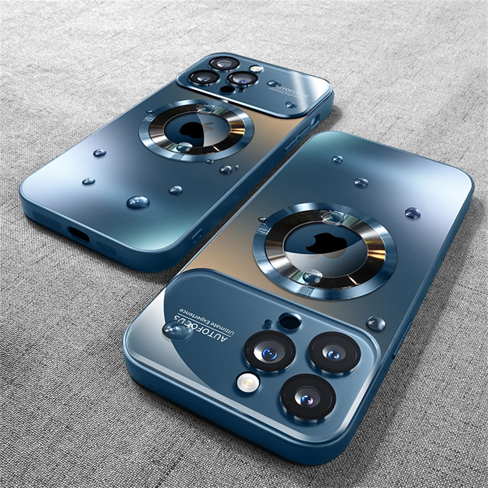 Luxury AG Matte Frosted Magnetic Phone Case For iPhone 17 16 15 11 12 13 14 Pro Max Full Lens Protection Solid Color Back Cover