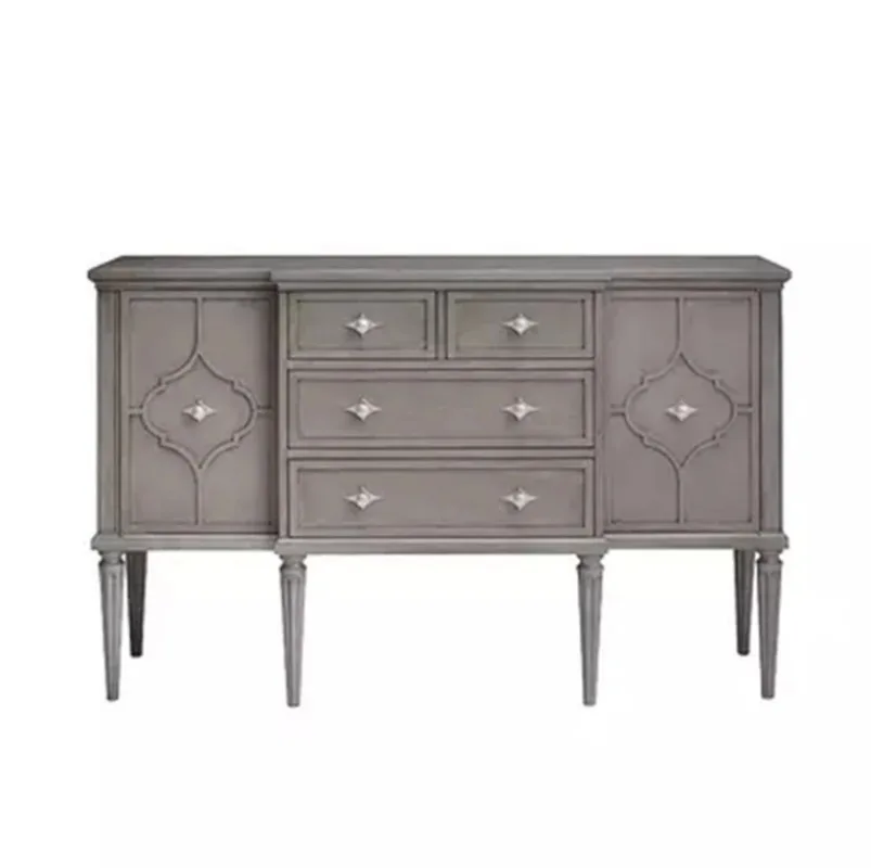 American light luxury solid wood dining side cabinet modern simple solid wood advanced gray locker, entrance cabinet TV cabinet