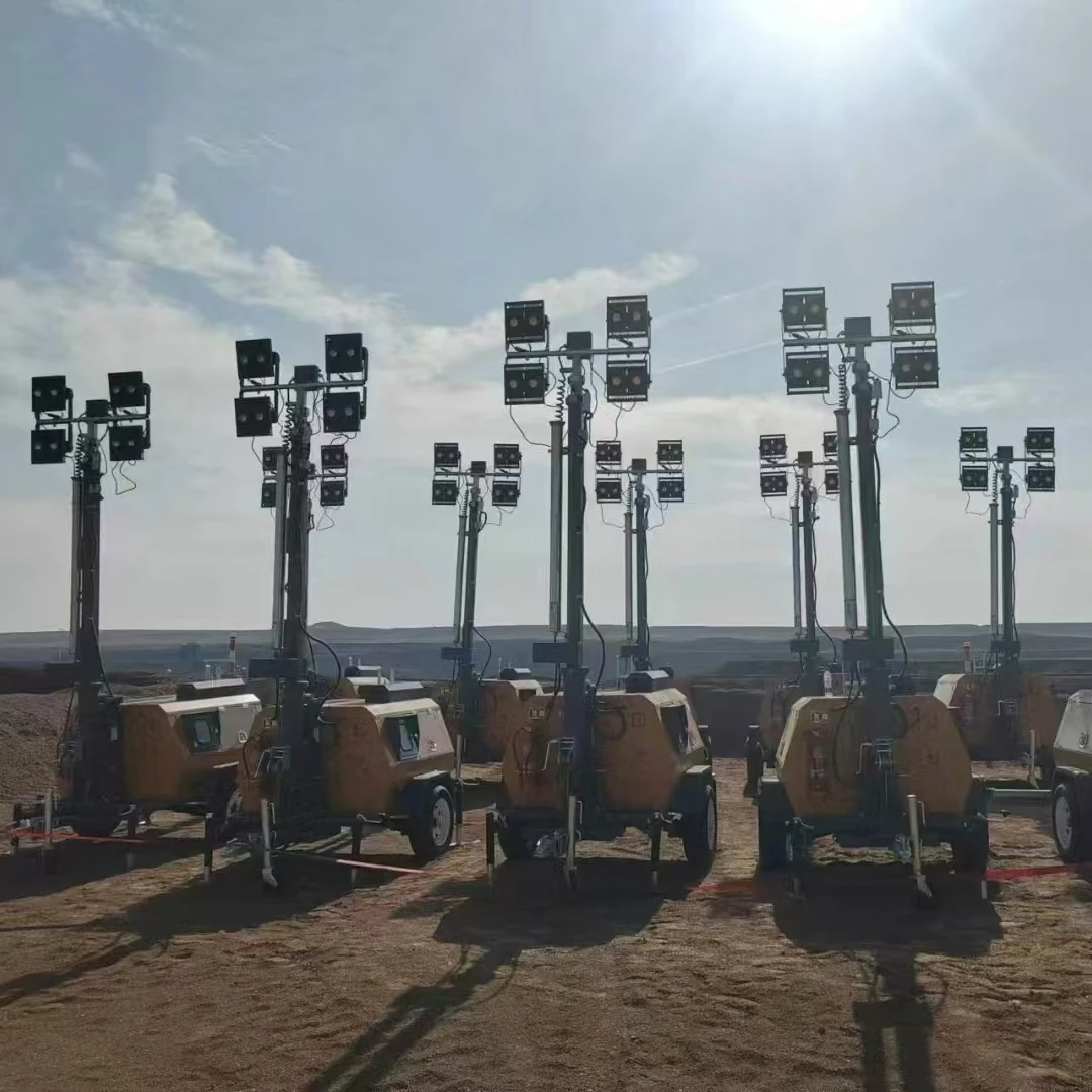 Led Light 400w Telescopic Mast Mobile Trailer Lighting Tower 9m With Kubota Engine