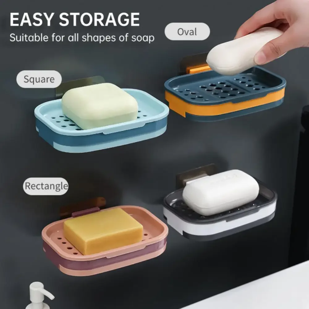 Soap Box Wall-mounted Holder Soap Sponge Storage Plate Tray Dish Shower Soap Holder Rack Case Home Bathroom Kitchen Accessories