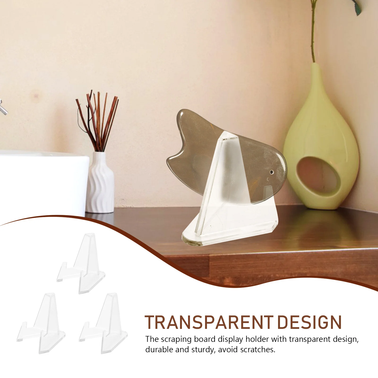 

3Pcs Desktop Scraping Board Display Holder Clear Plastic Organizer Non Slip Base Massage Board Stand Clear Massager Stand