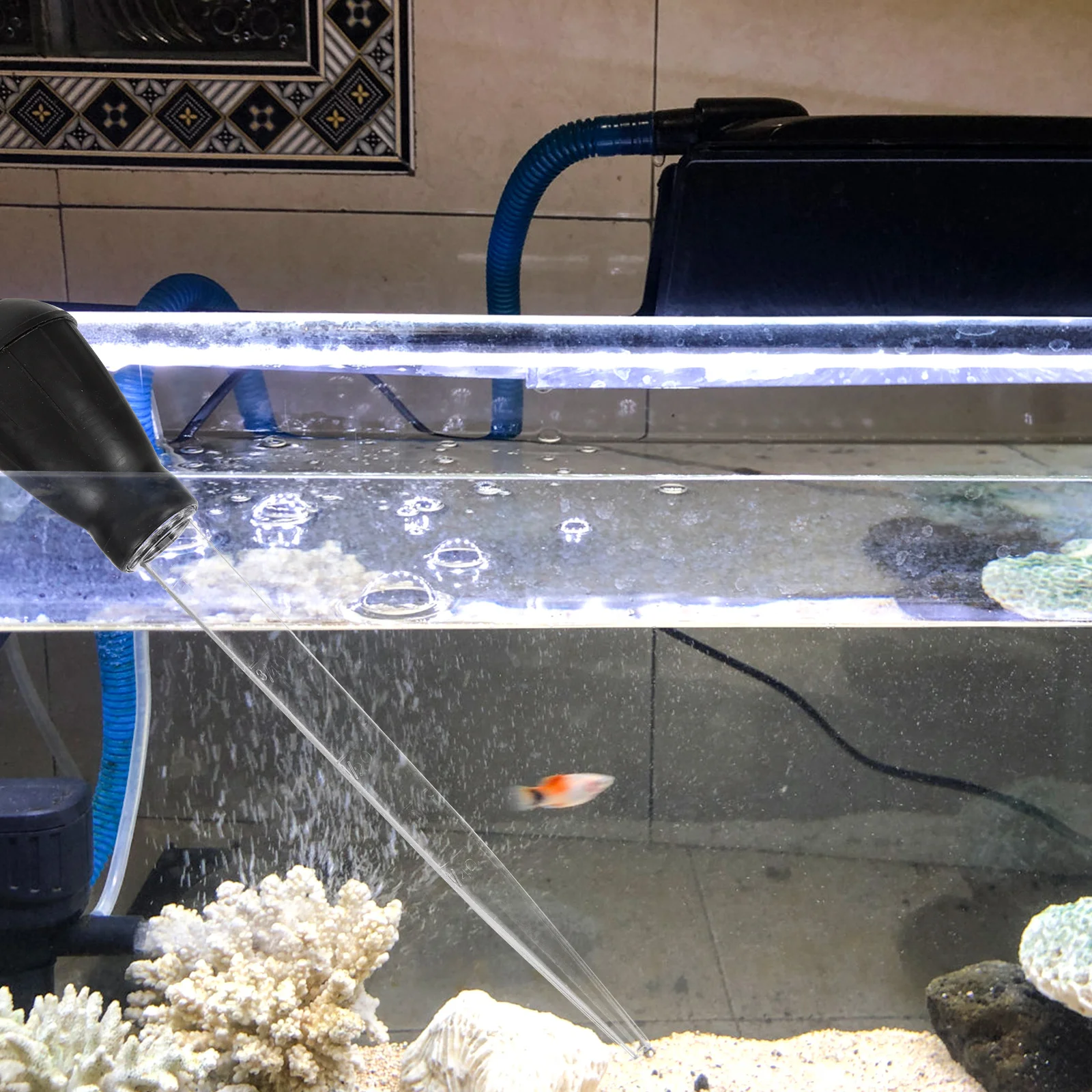 

Fish Tank Cleaning Tube Manual Aquarium Siphon Gravel Vacuum Cleaner Black Color Portable Water Purifier Kit for Fish Tank