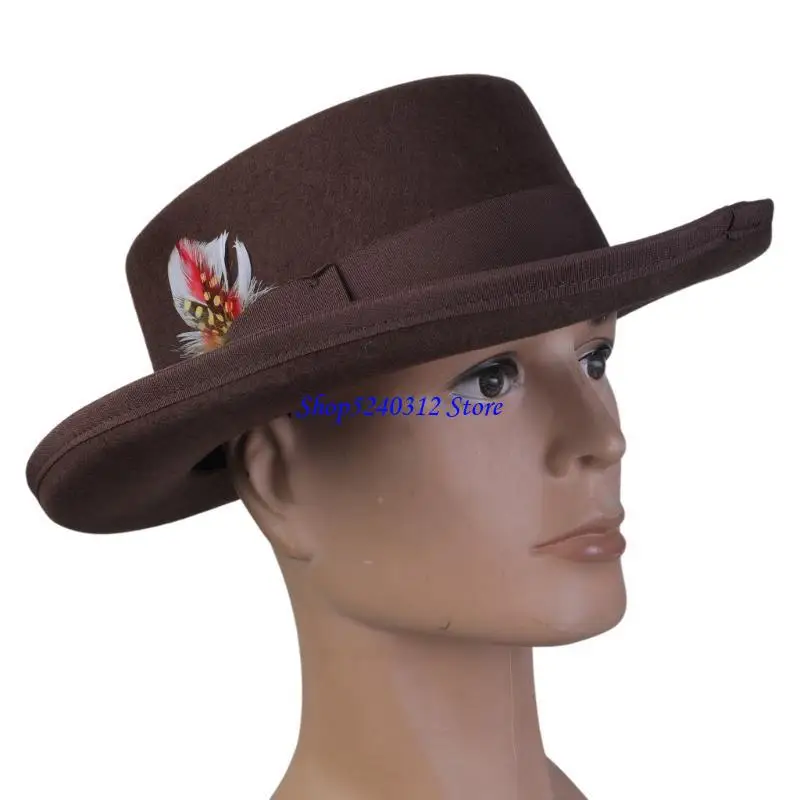 634C Fedoras Top Hat Old-fashioned Short Brimmed Top Hat Surprise Gift for Boyfriend