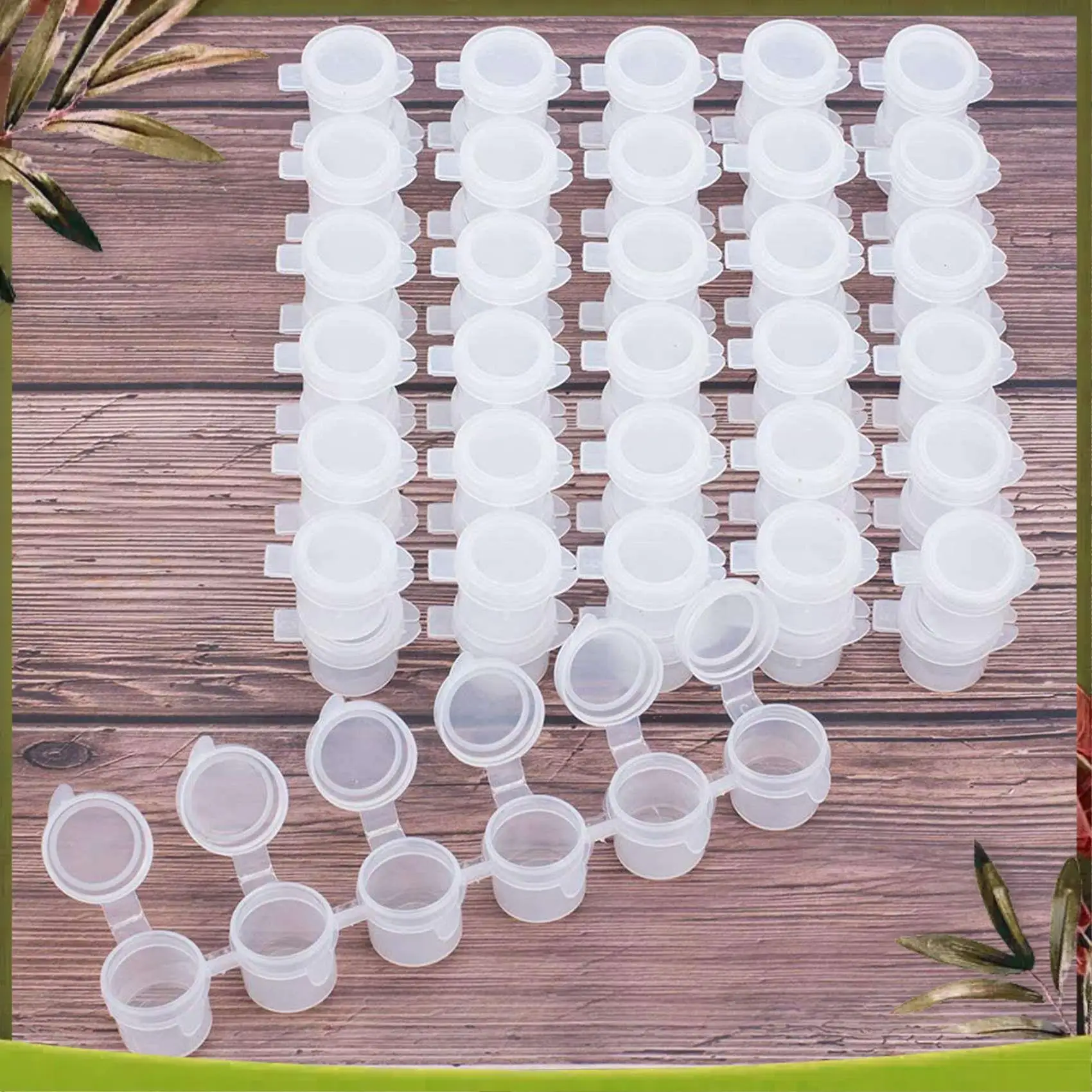 

New-60 Strips 120 Pots 5Ml 6 Cups Mini Empty Paint Pot Pod Strips Paint Strips Arts And Crafts Plastic Storage Containers
