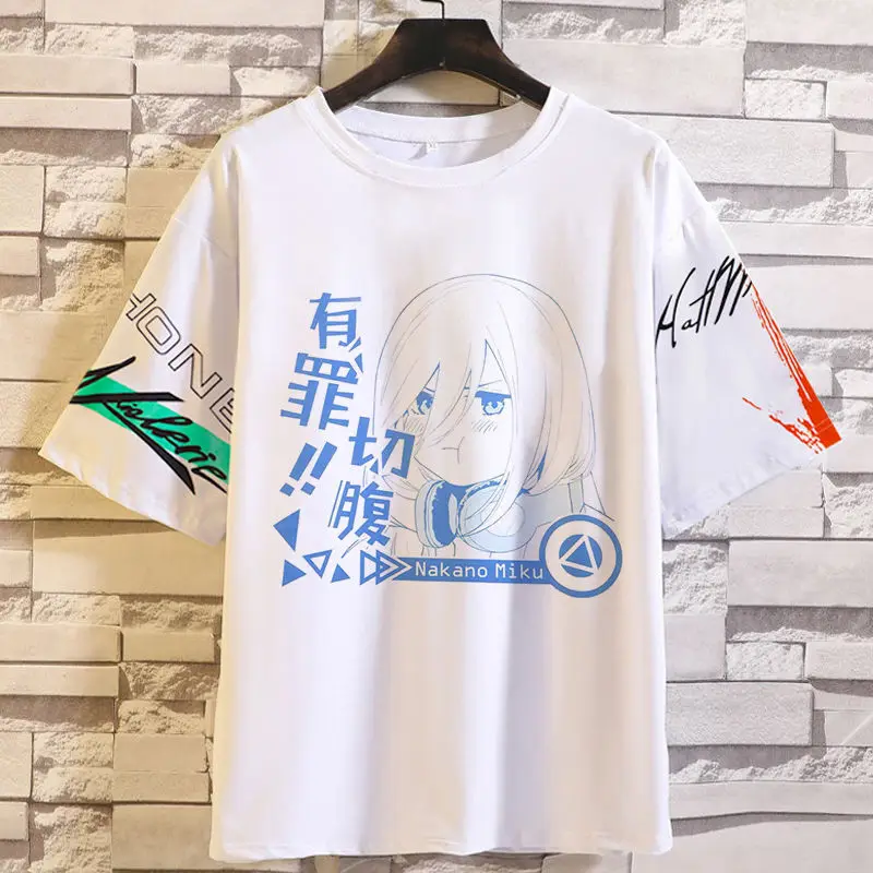 أنيمي لعبة خمسة أرباع الأزهار الزفاف تي شيرتات قصيرة الاكمام Sanjiu البضائع ثنائية الأبعاد فضفاضة تناسب حجم كبير