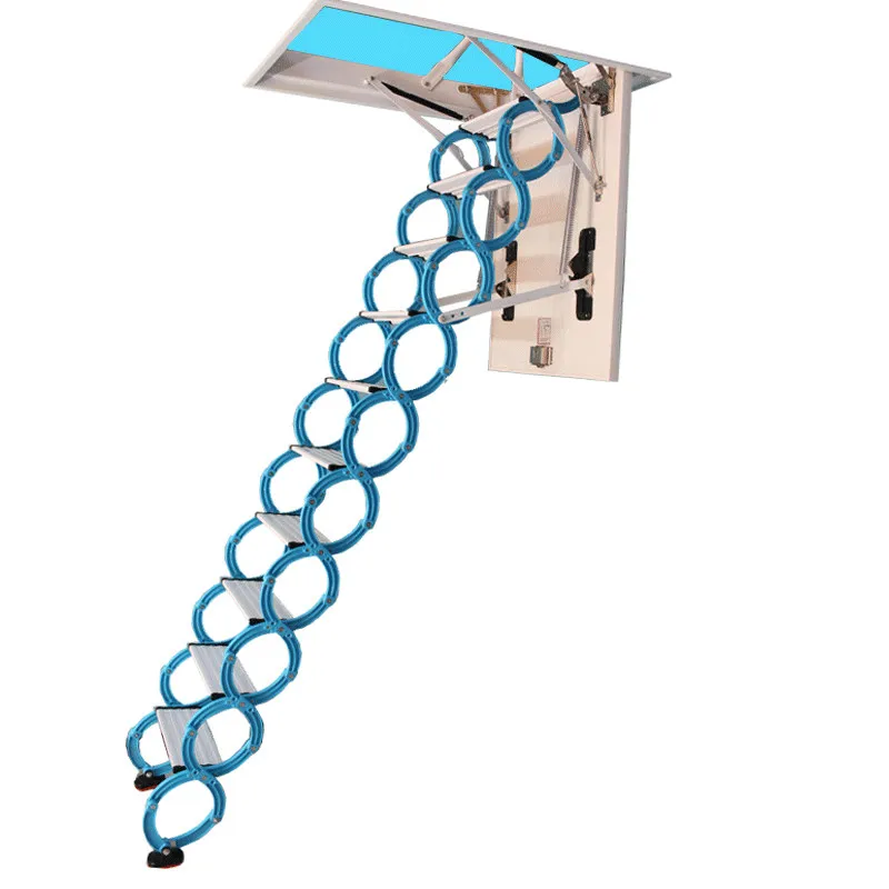 New Style Thick Anti-slip Folding Ladder, Retractable Attic Stairs for Villa and Duplex House