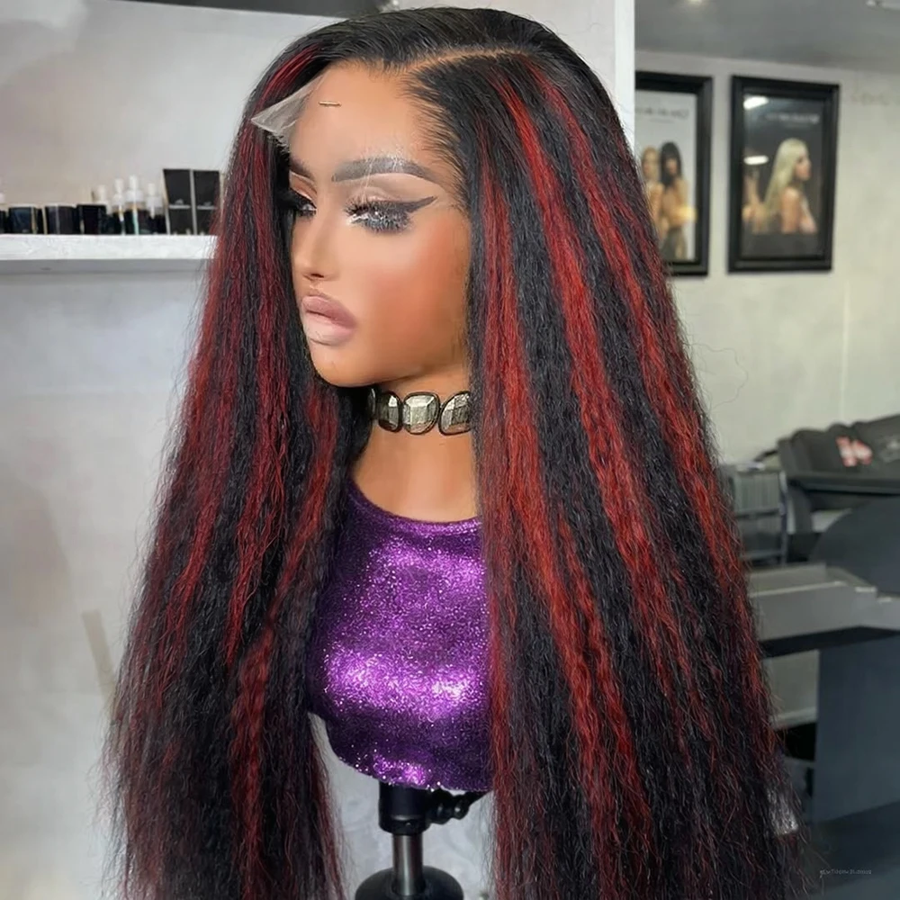 

200% обновленный 1B/99J бордовый парик из натуральных волос, странный прямой парик 13x4 Hd, парик спереди, бразильский красный цвет, бесклеевой парик