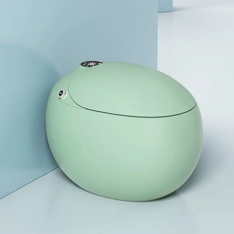 Egg Shape Green Smart Toilet, One Button Flush Ceramic Toilet Bowl for Modern Bathroom