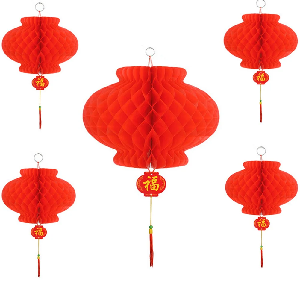 

30PCS Foldable Plastic Chinese Lanterns Festive Round Hanging Lantern Light Decor for New Year Spring Festival (15CM)