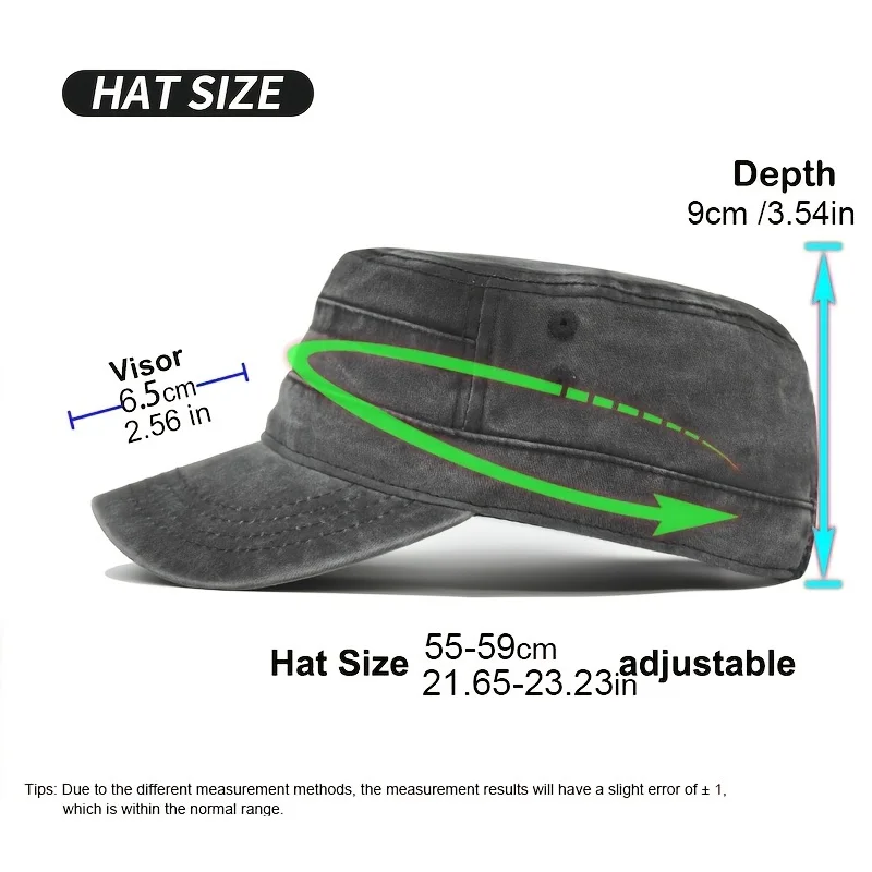 Винтажная промытая хлопковая кепка унисекс в стиле милитари кадет с плоским верхом, Регулируемая Кепка-тракер для бега, гольфа, кемпинга, походов, рыбалки