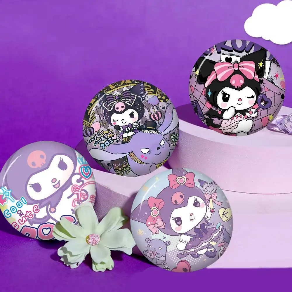K-Kuromi 58mm Cute Anime Figure Icon Badge Handmade Tinplate Brooch For Backpack Clothes Chest Ornament Gifts